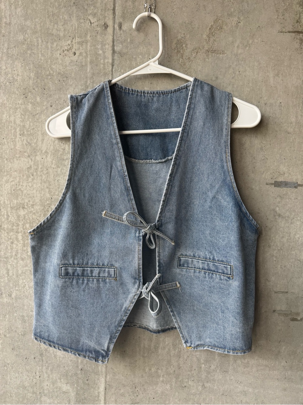 Denim Tie-Front Top - Picture 2 of 4